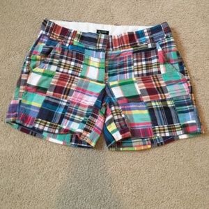 J. Crew patchwork madras shorts